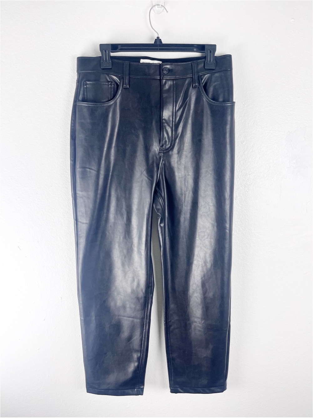 ABERCROMBIE & FITCH The Ankle Straight Ultra High Rise Black Faux Leather Pants